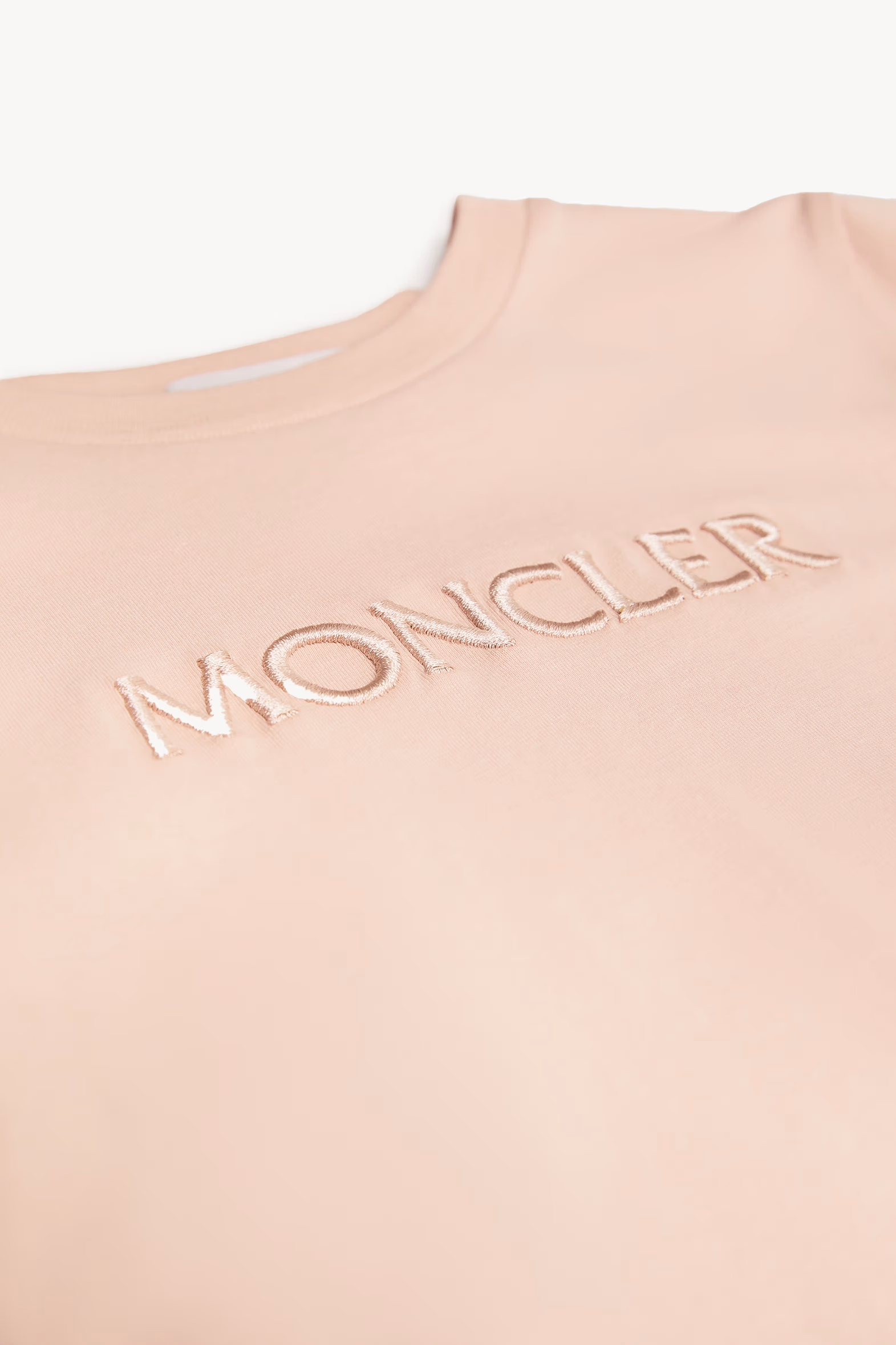 T-shirt en coton à logo brodé Fille Rose Clair Moncler 2
